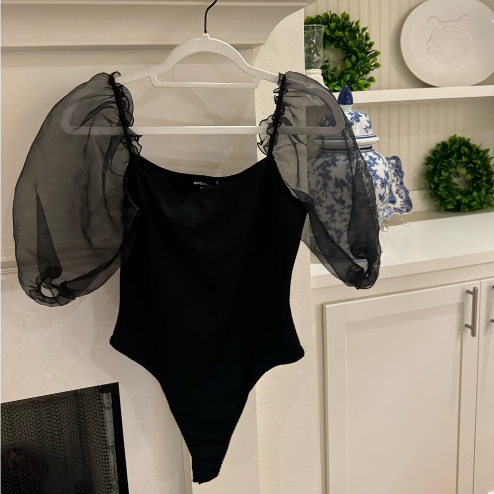 Black Puff Sleeve Bodysuit
